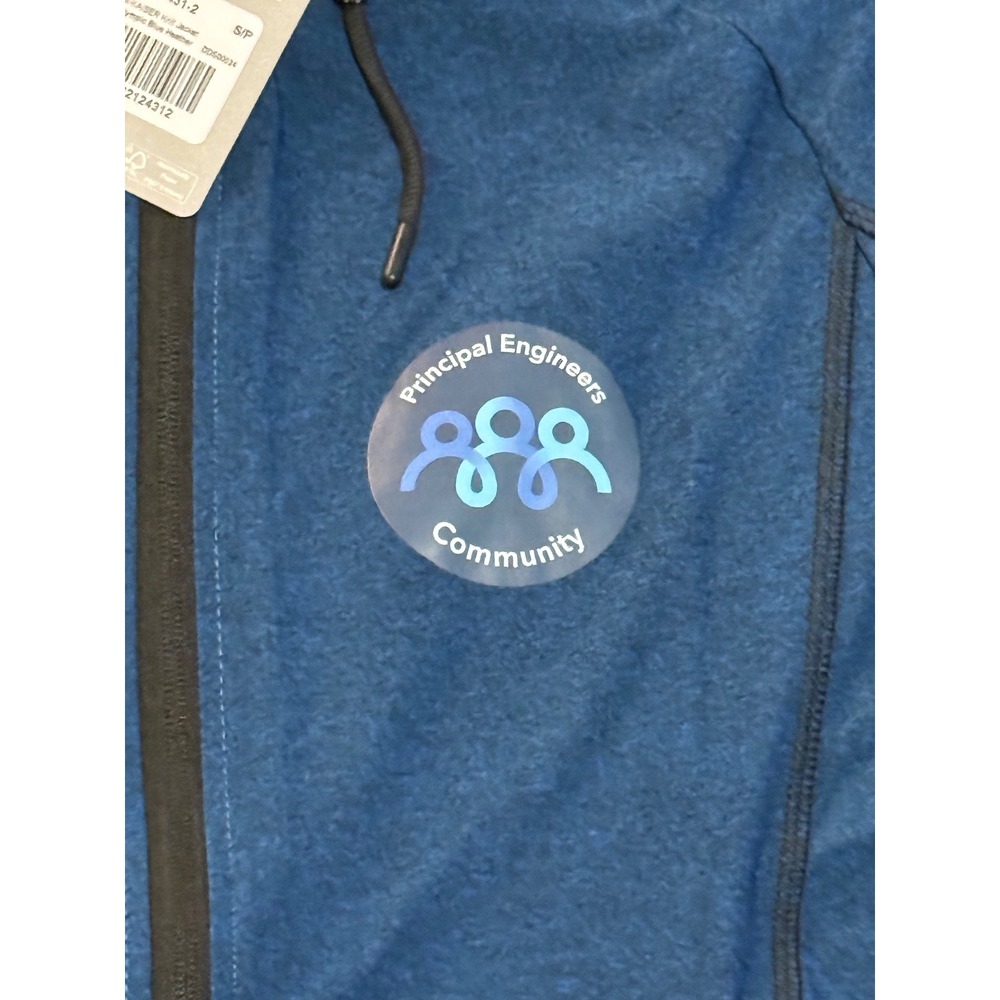 Trimark M-KAISER Knit Jacket Olympic Blue Heather Hoodie Mens Small NEW